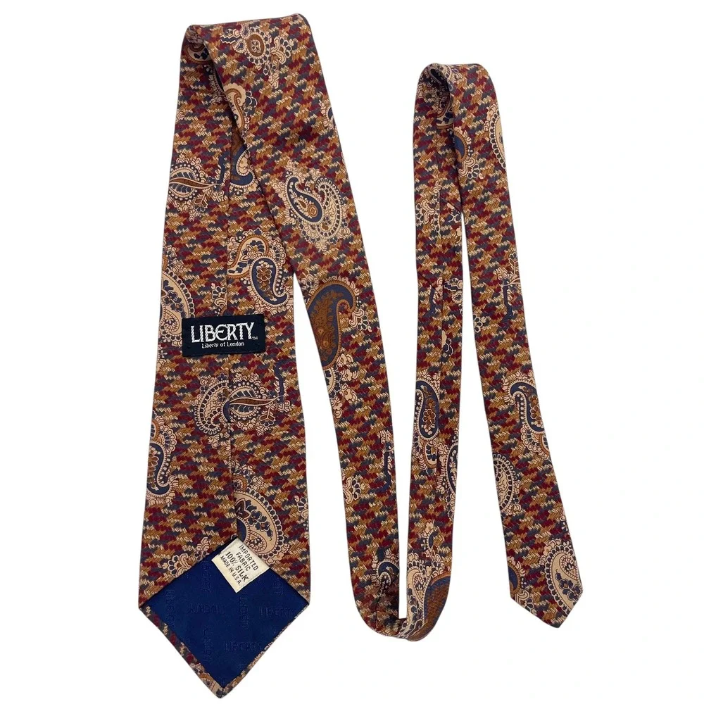Vintage Liberty Of London Silk Paisley Tie Made in USA Deep Tones Patterned